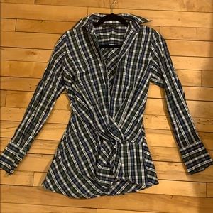 Zara plaid spliced top